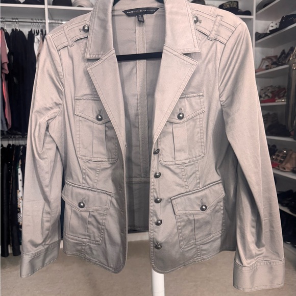 White House Black Market Light Silver/Gray Utility Jacket - Picture 2 of 5